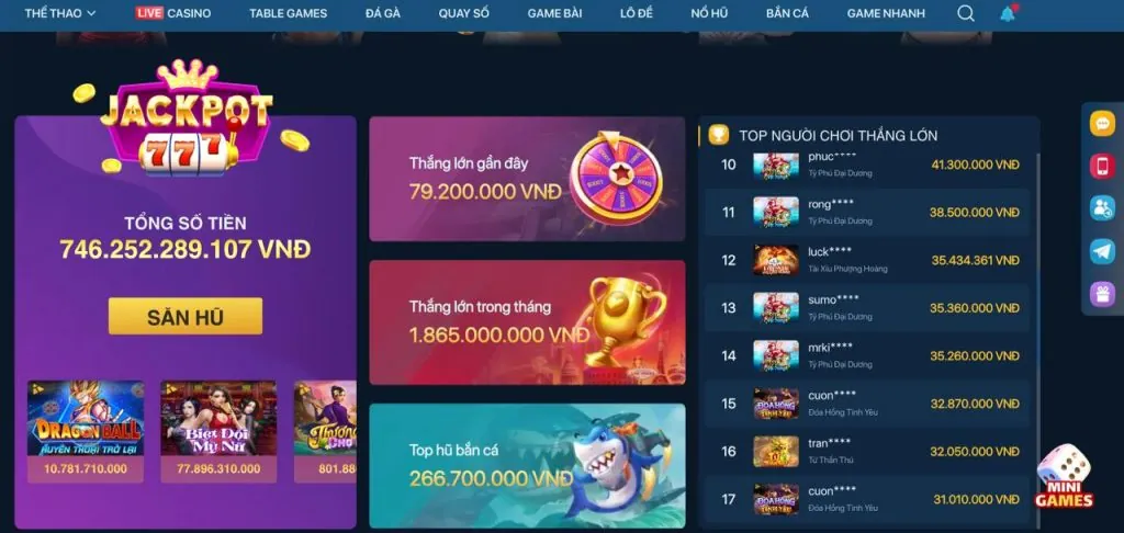 Giao diện trò chơi bắn cá CMD368 Nổ Hũ